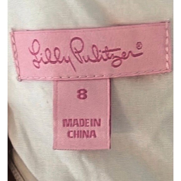 Lilly Pulitzer Size 8 White Eyelet Seersucker Dress Embroidered Pockets Cotton - Picture 5 of 11